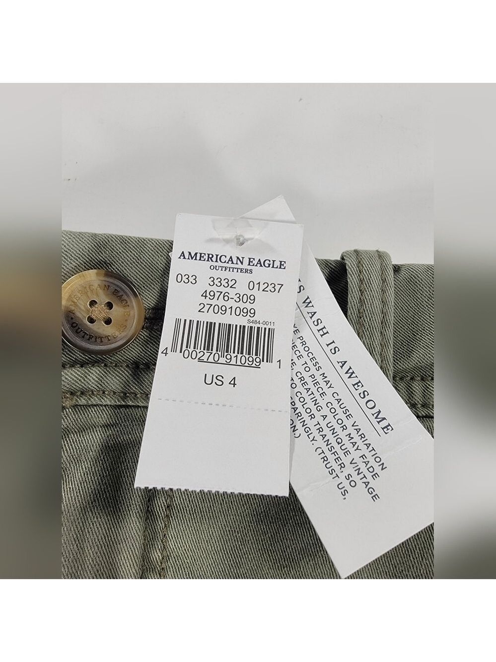 NWT American Eagle Midi Low Rise Green Twill Shorts Women's 4 Super Stretch X - Picture 2 of 11